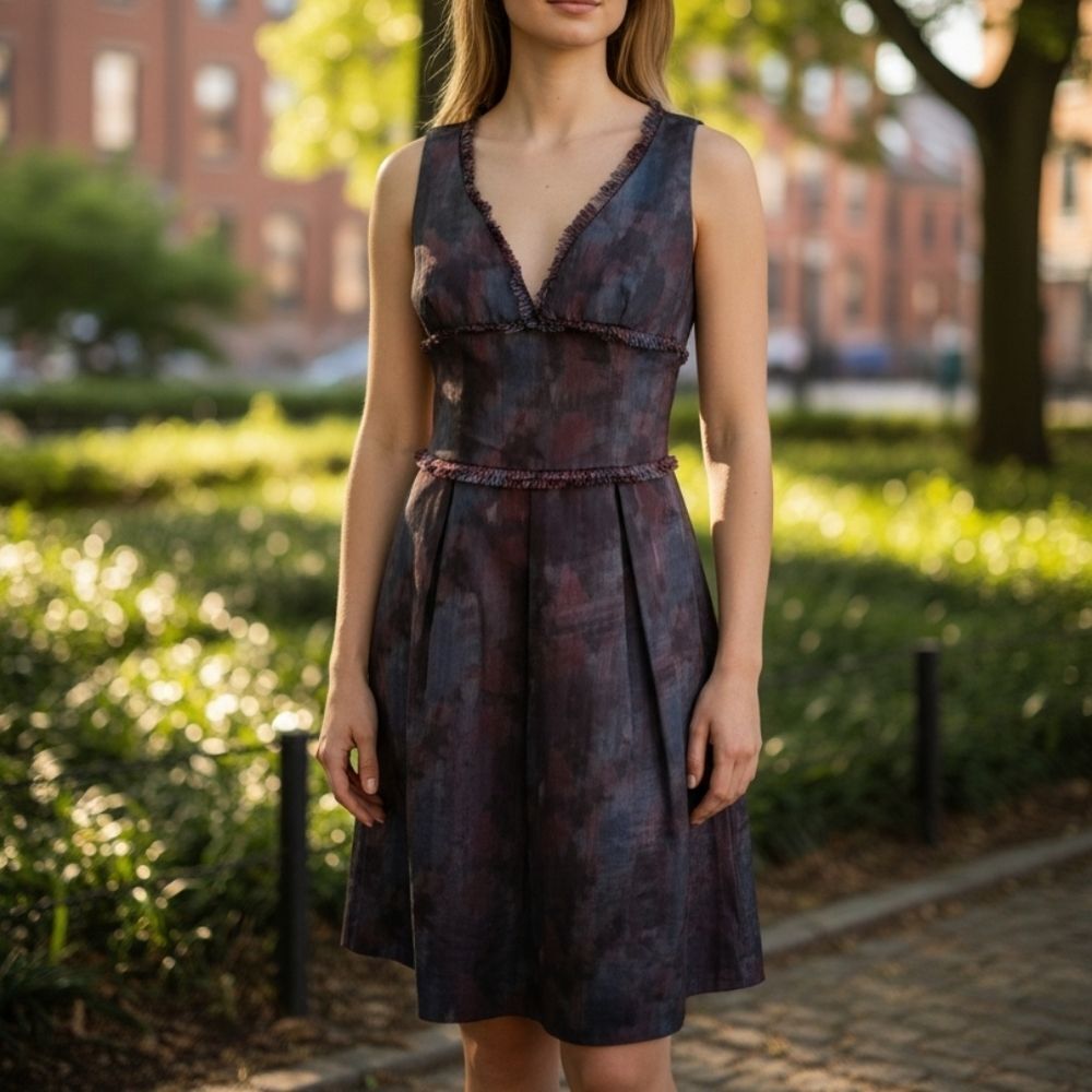 David Meister Elegant Brown Party Cocktail Dress Size 8